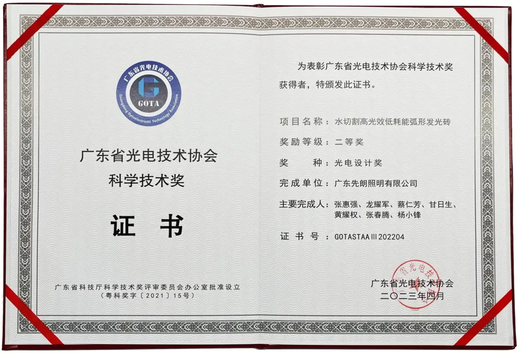 Good News Two projects of SHONE won the Science and Technology Award of Guangdong Optoelectronic Technology Association-2-Certificate