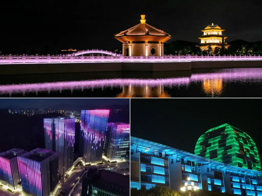In which outdoor areas are linear lights typically used?