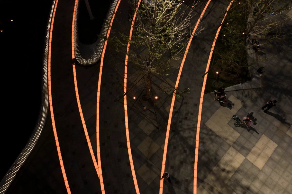 City square and civic plaza commercial landscape lighting with LED paver lights