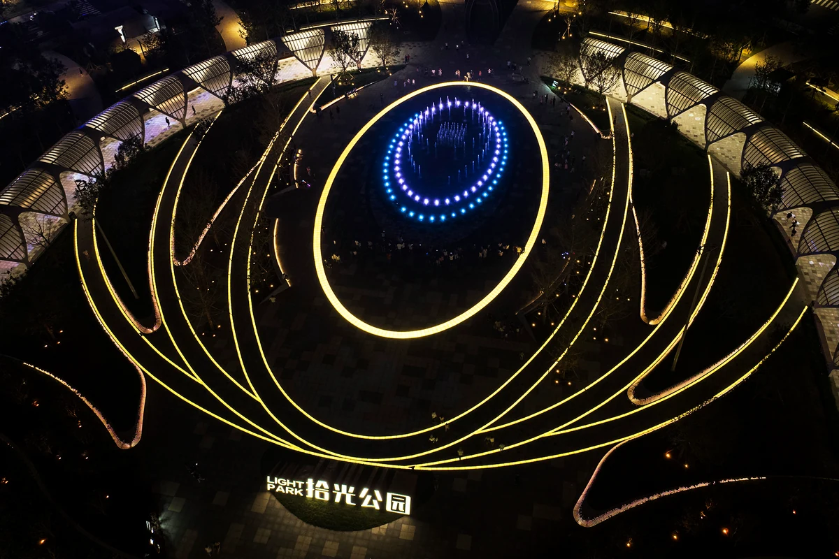 City square and civic plaza commercial landscape lighting with LED paver lights